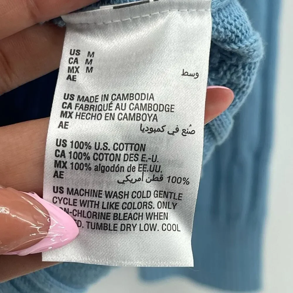 Style & Co. Women’s Medium Periwinkle Blue Cotton Cable Knit Pullover Sweater